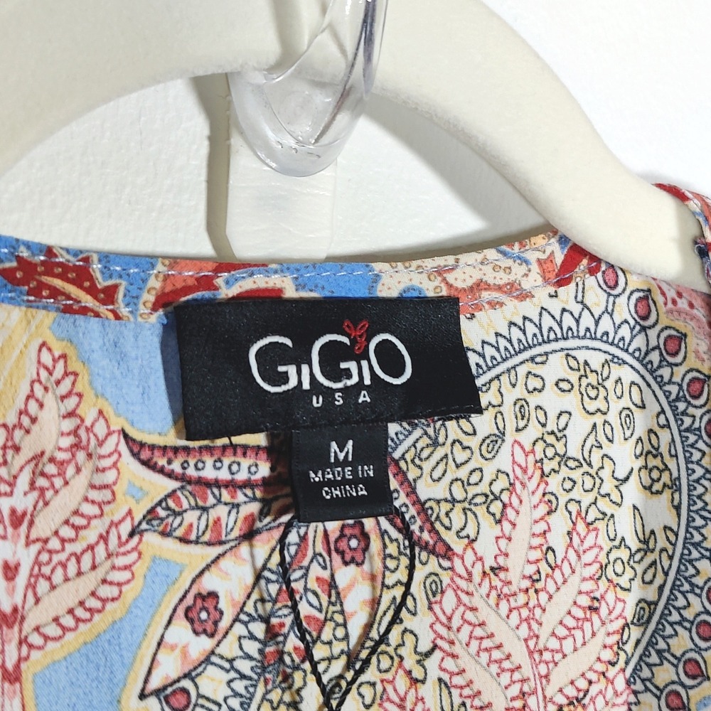 GiGiO USA Patchwork Paisley Floral Caftan Maxi Dress M Boho - Picture 5 of 6